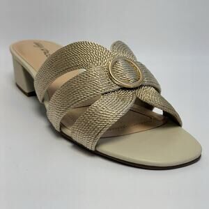 Easy Street Women’s Onyx Beige Woven Heeled Slide Sandals US 11W 31-8904 New